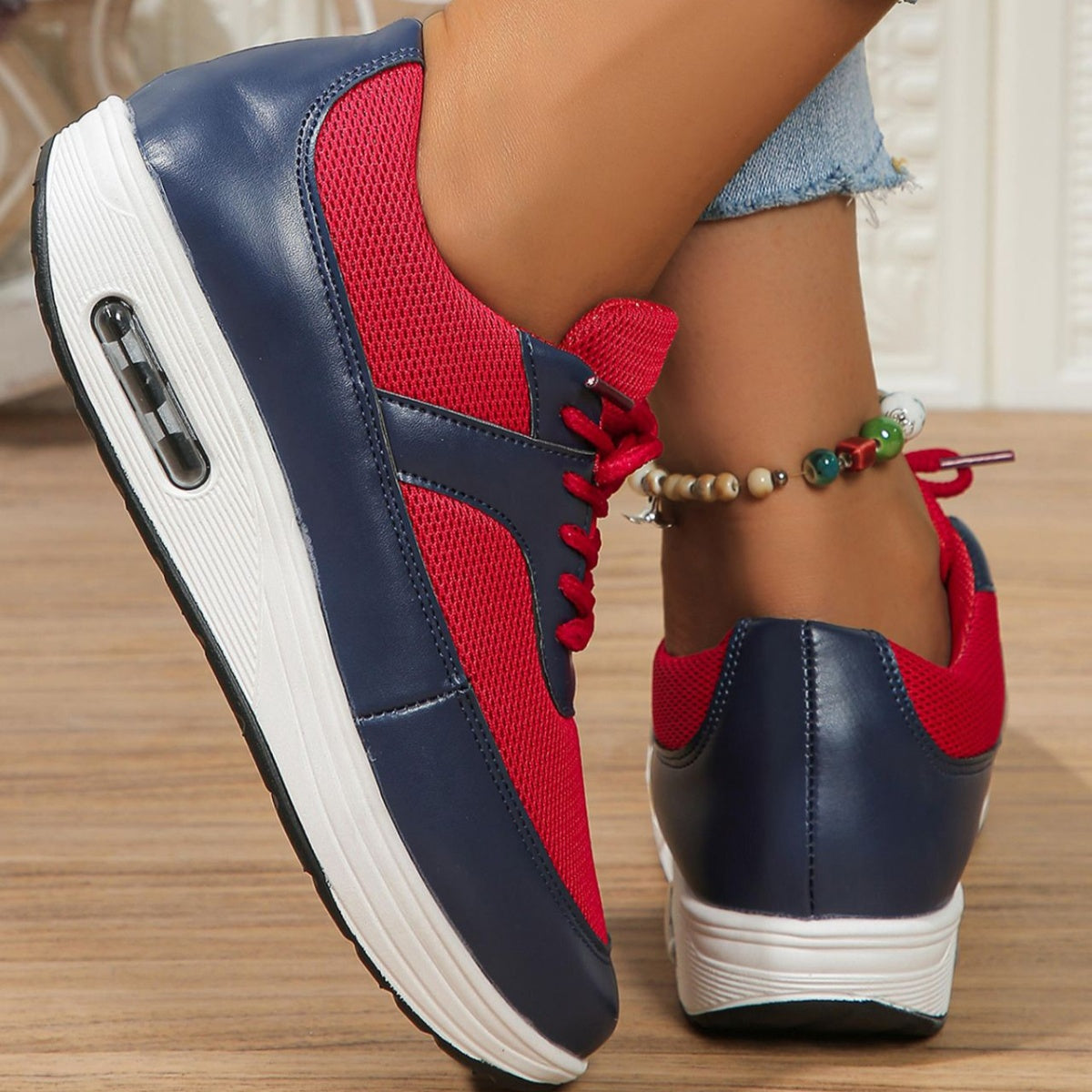 Lace Up Wedge Sneakers