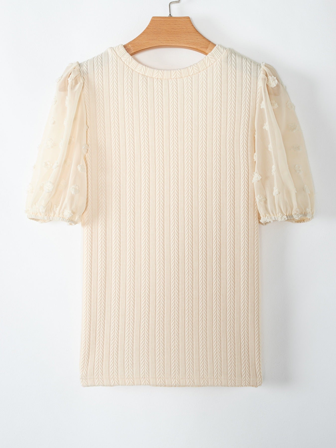 Textured Knit Round Neck Blouse
