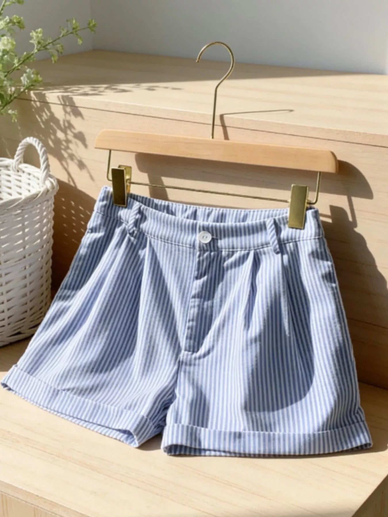 Striped Rolled Hem Shorts