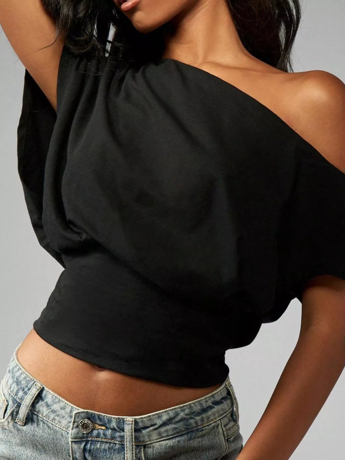 One Shoulder Crop T-Shirt