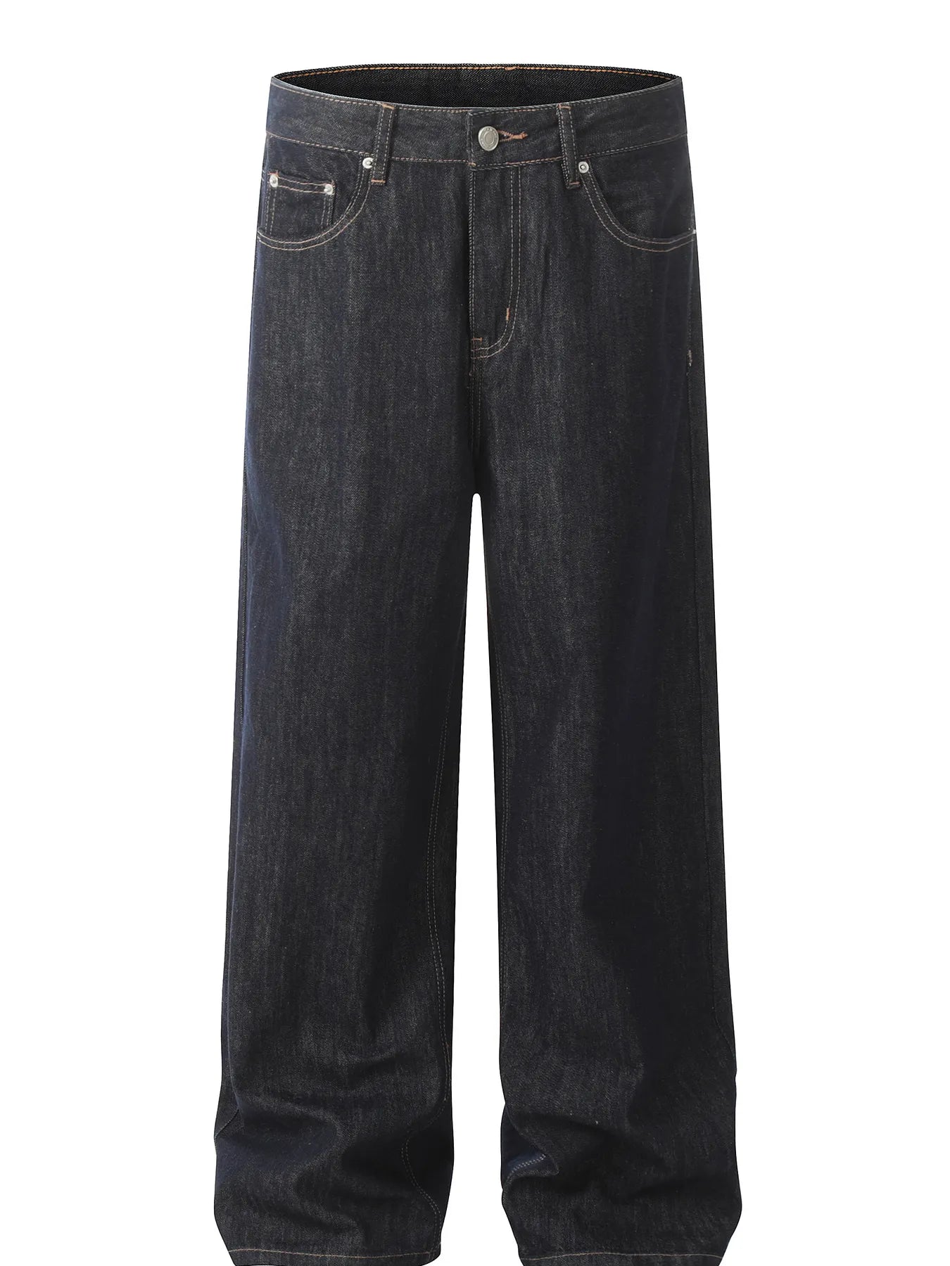 Men's Washed High Waist Straight Jeans