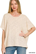 Zenana Oversized Slub Hacci Top