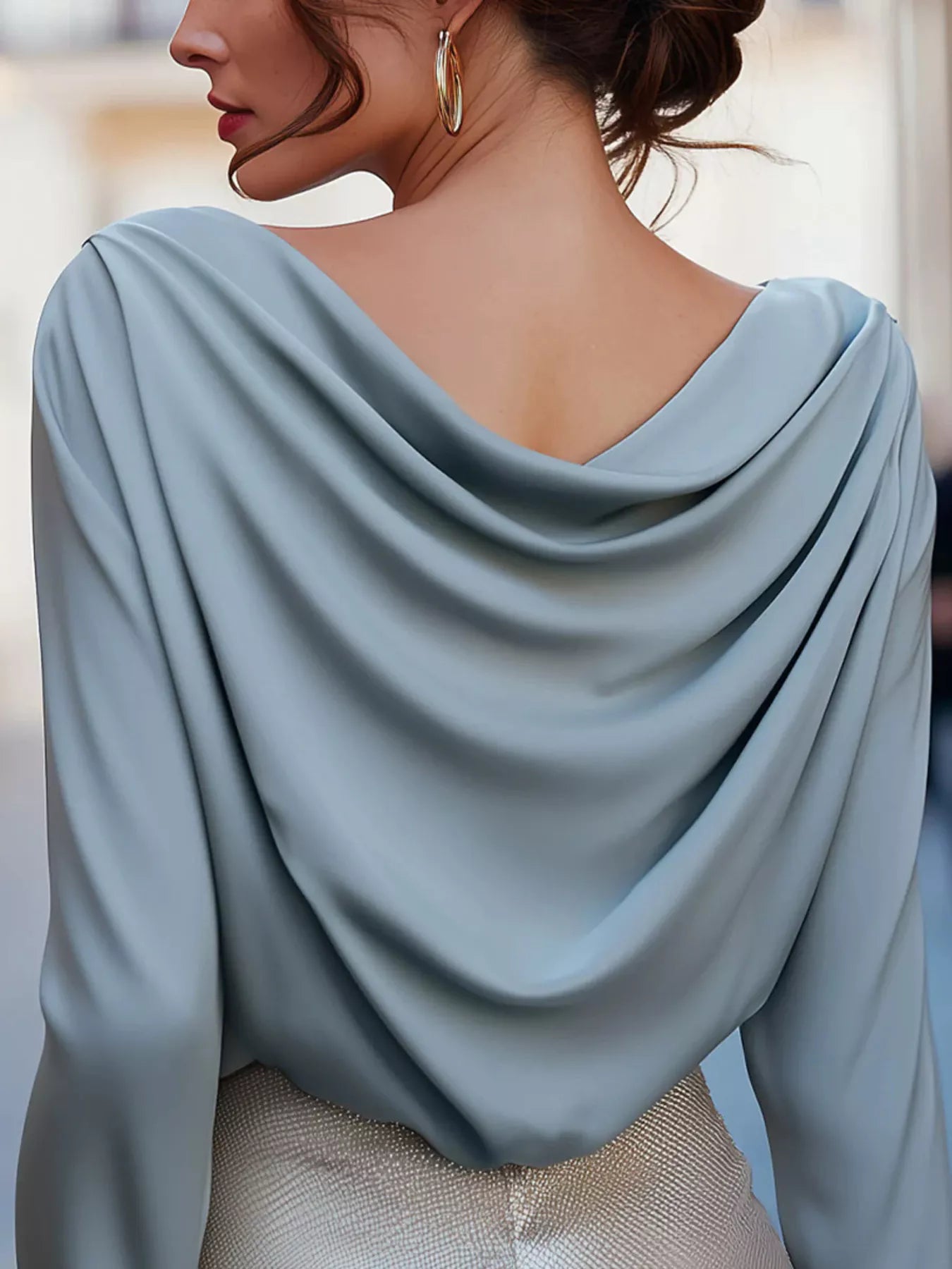 Cowl Neck Long Sleeve Blouse
