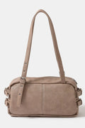 Fame Multi Grommet Belt Strap Rustic Rectangular Hand Bag