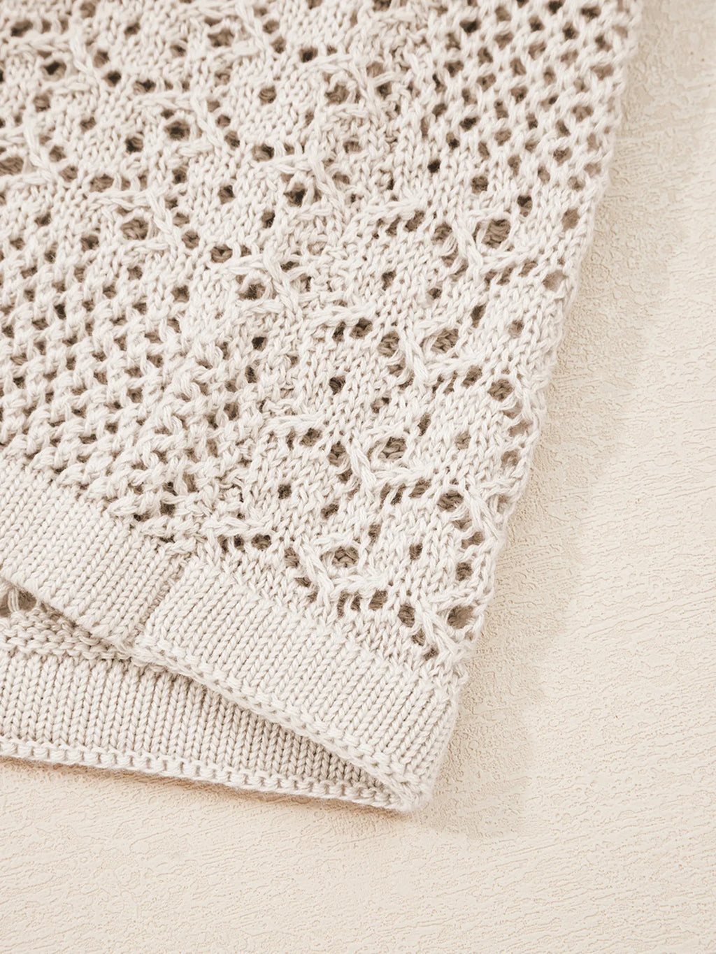 Hollowed Knit Open Front Cardigan