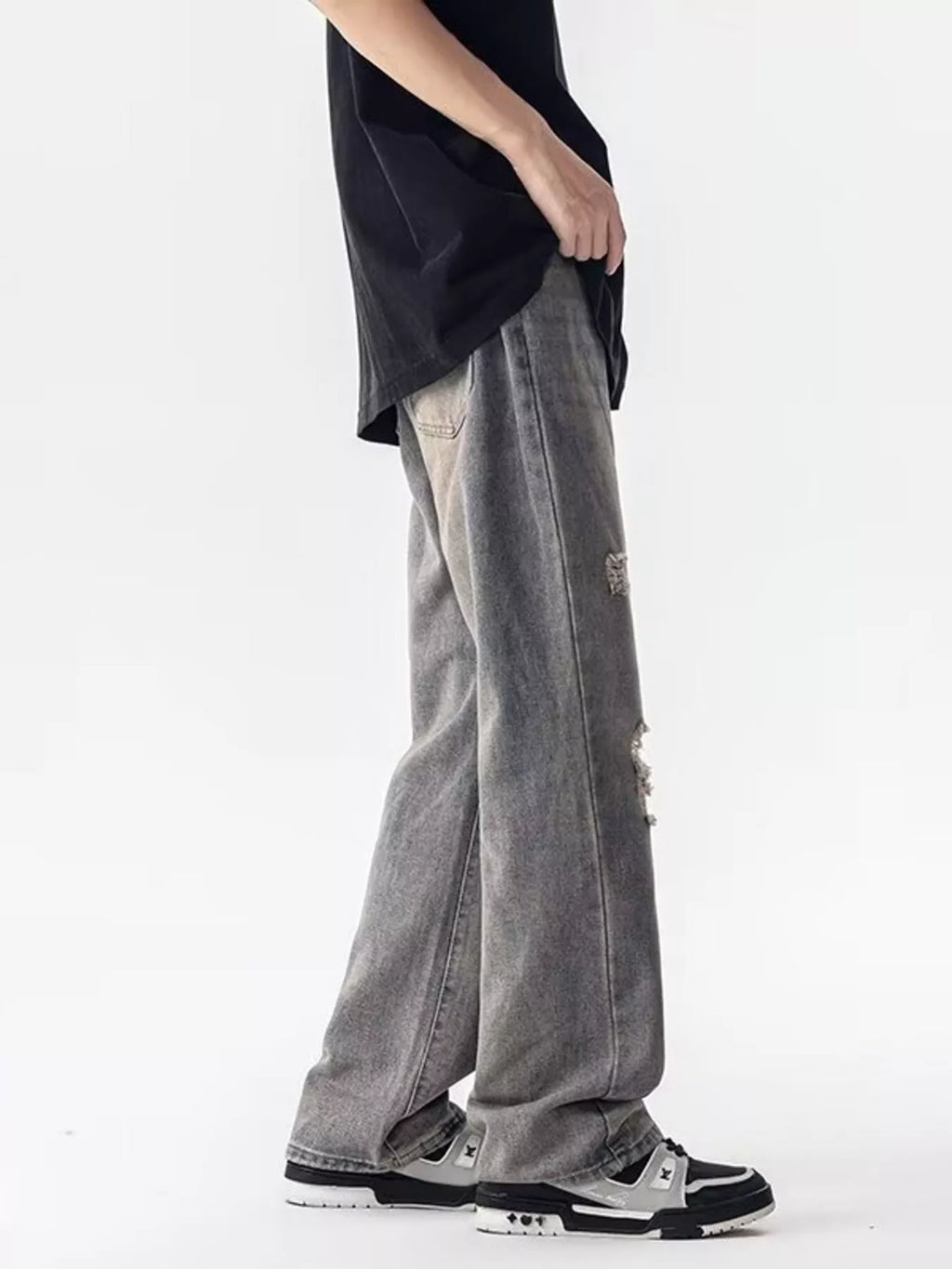 Men's Full Size Distressed Loose Fit Jeans Plus Size