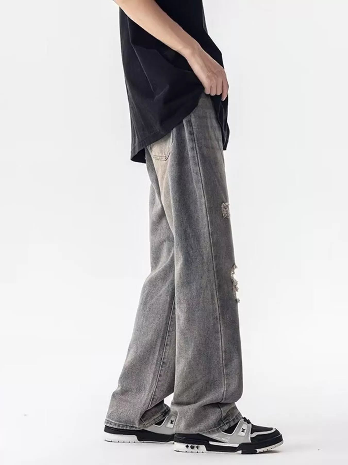 Men's Full Size Distressed Loose Fit Jeans Plus Size