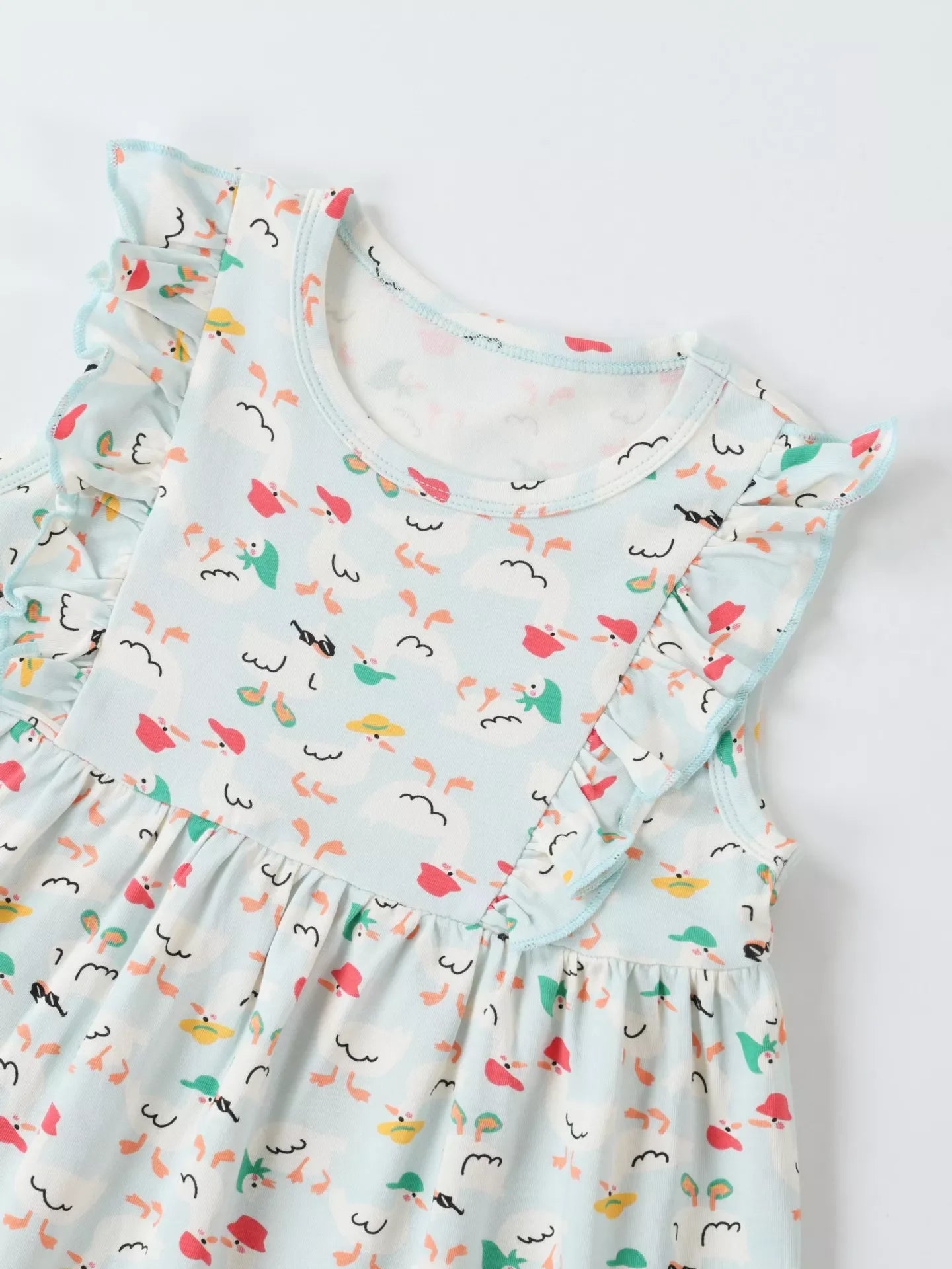 Children's Ruffle Sleeve Cartoon Print Dress
