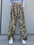 Relaxed Fit Camo Print Drawstring Waist Pants