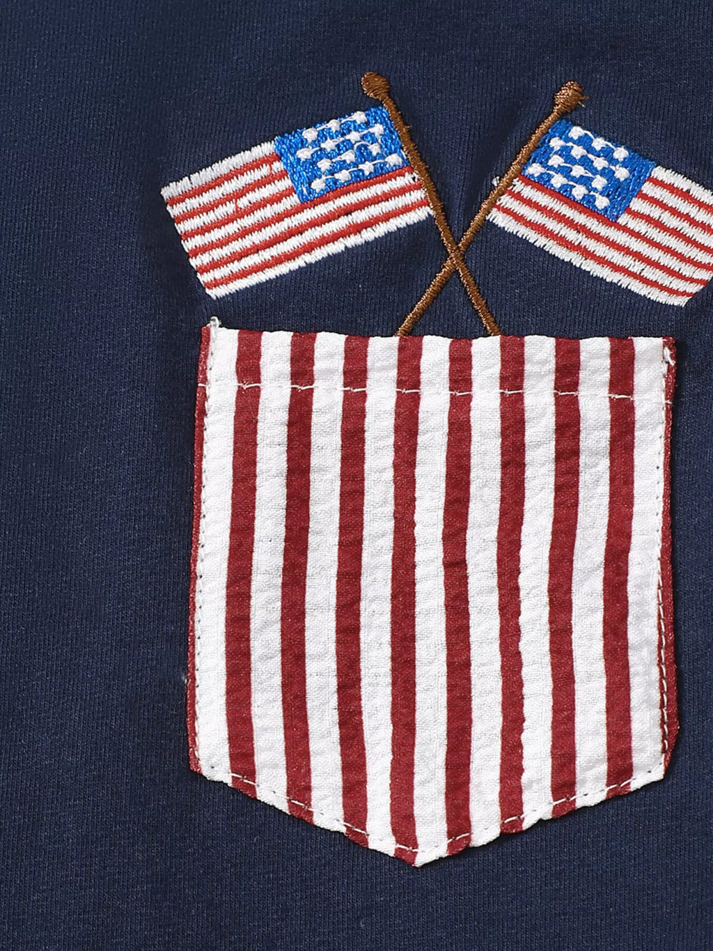 Children's American Flag Pocket T-Shirt and Striped Shorts Set