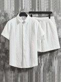 Men's Textured Knit Short Sleeve Polo & Shorts Set