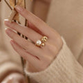 18K Gold-Plated Pearl Open Ring