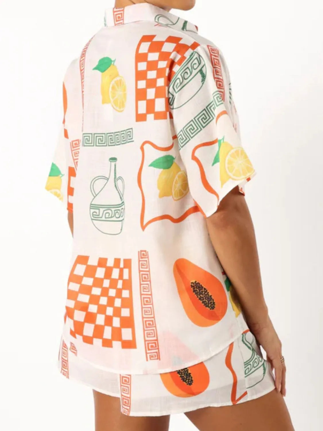 Printed Button Up Top and Shorts Set