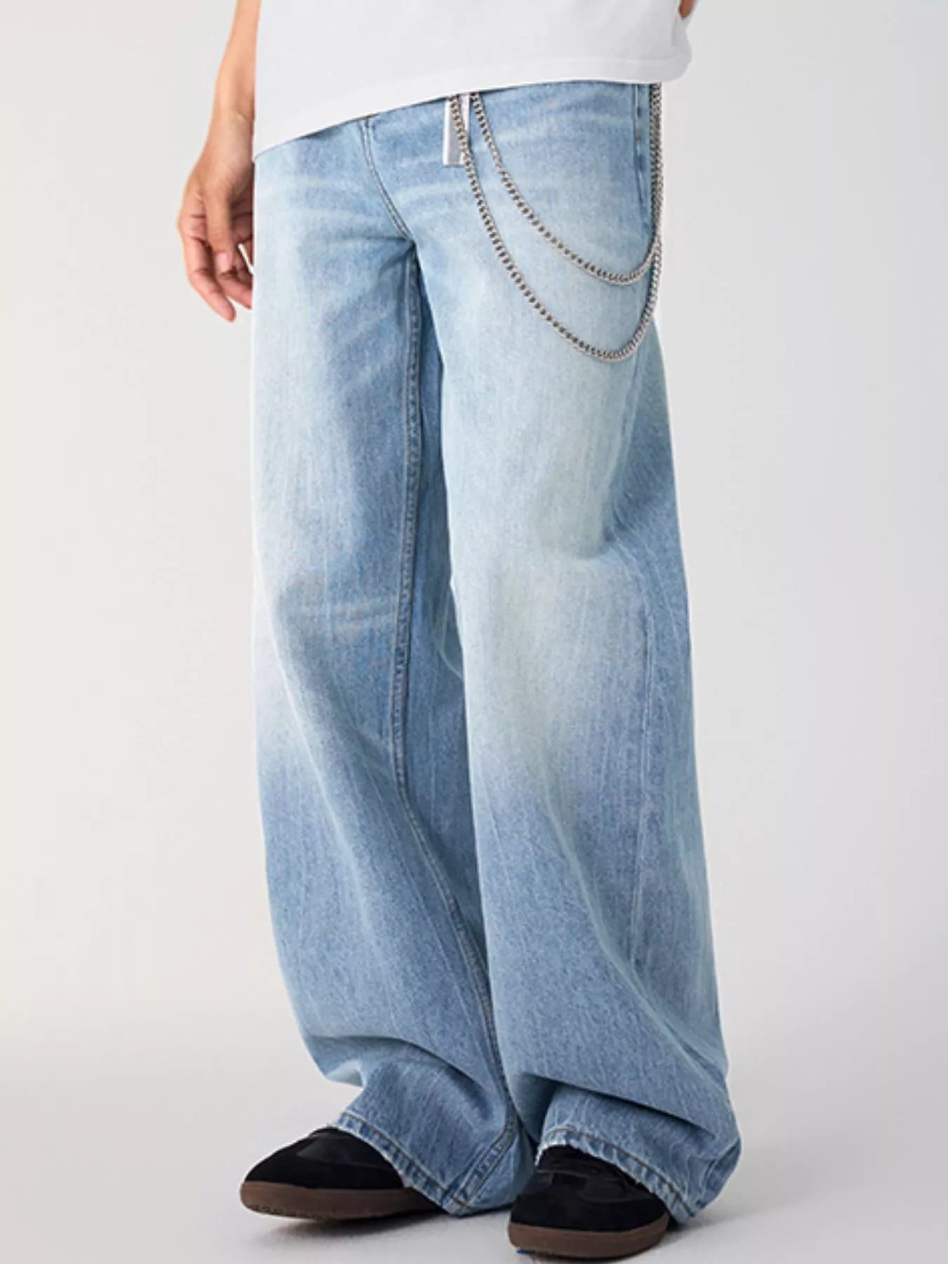 Men's Wash Relaxed Fit Wide Leg Jeans