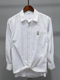 Men's Plus Size Striped Button Up Long Sleeve Shirt