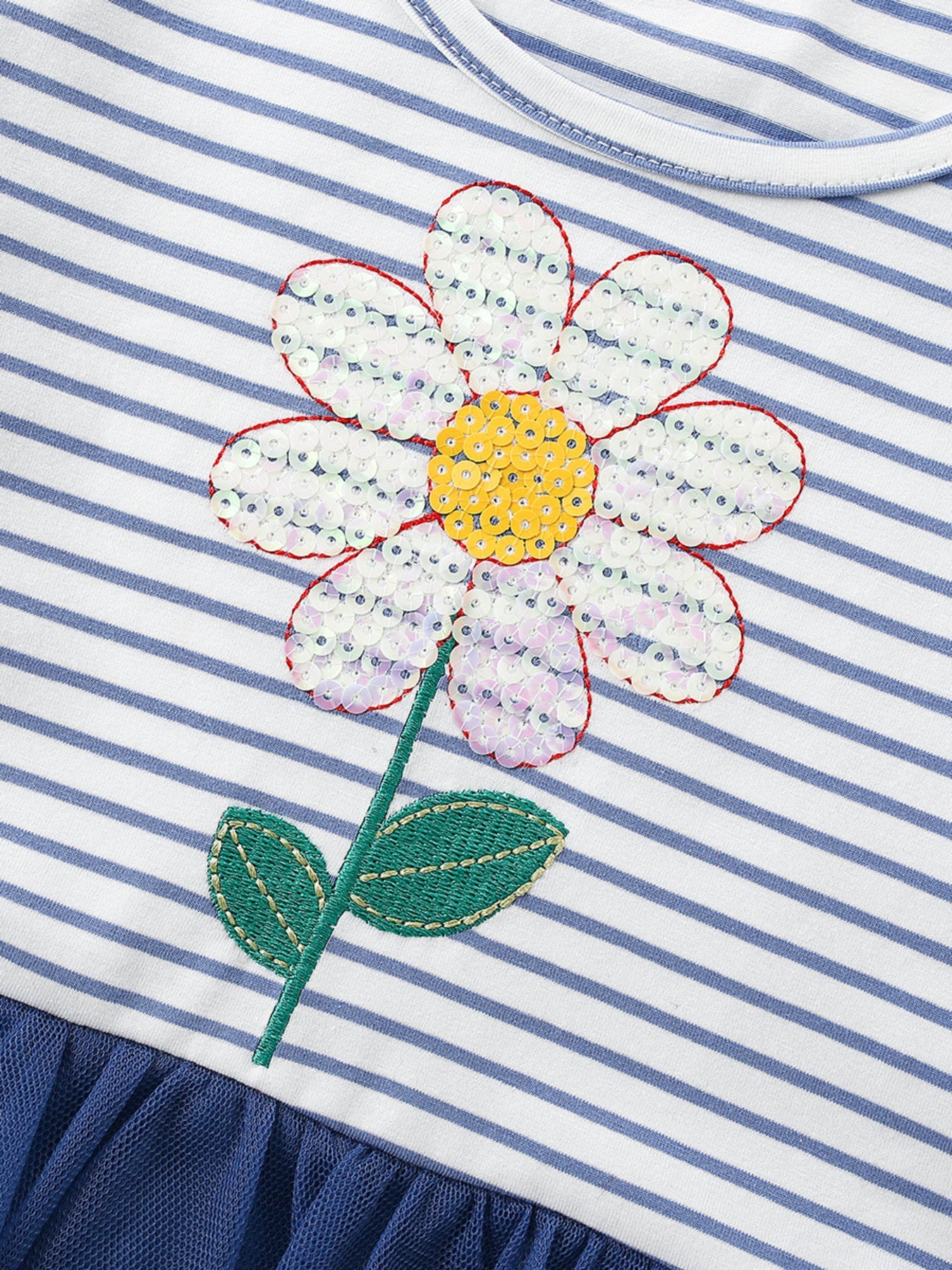 Children's Striped Flower Tulle Dress