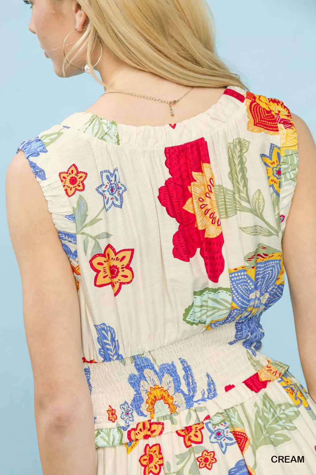 Umgee Floral Smocked Midi Dress