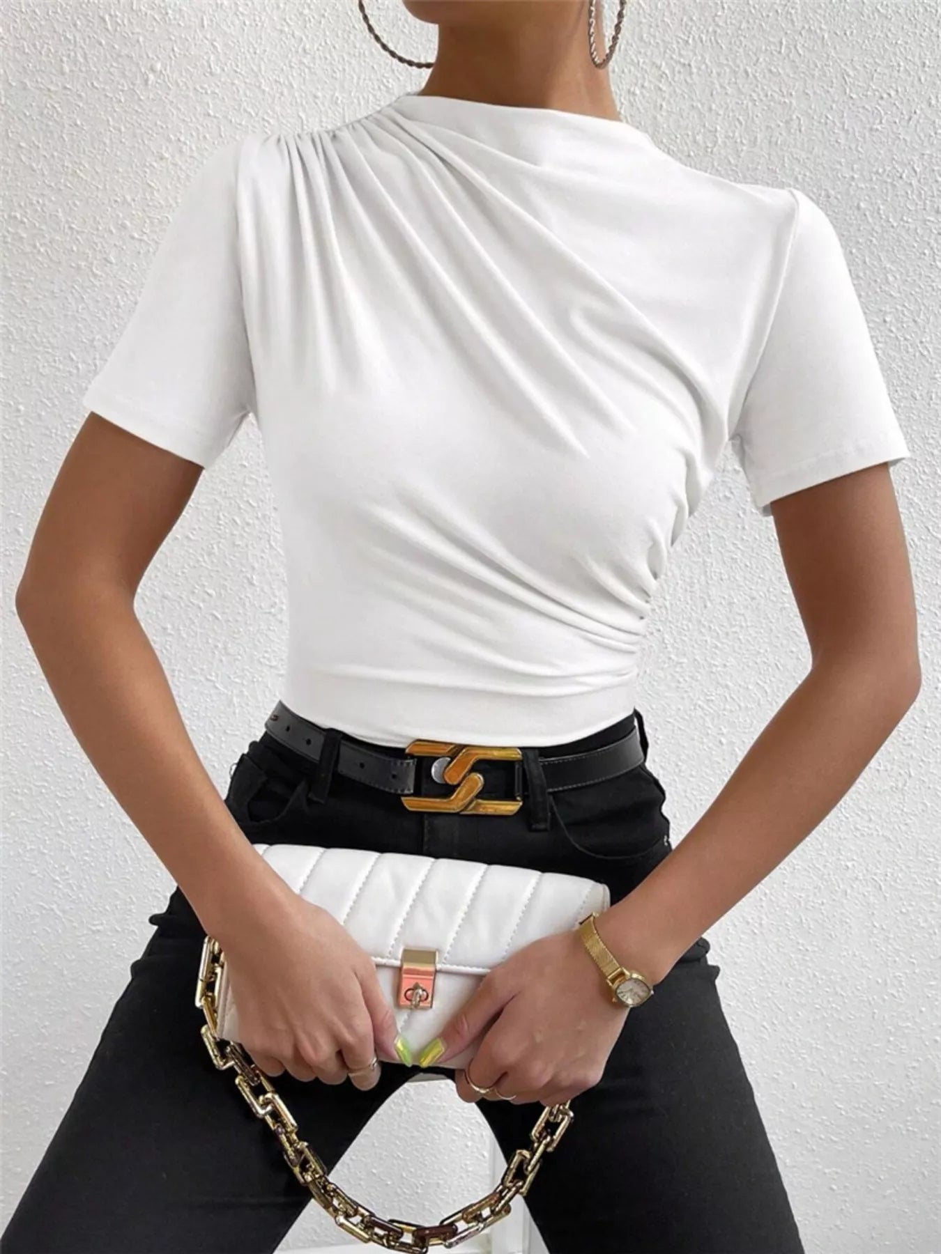 Ruched Short Sleeve T-Shirt