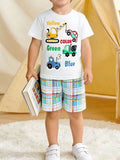 Children's Construction Vehicle Print Tee and Shorts Set