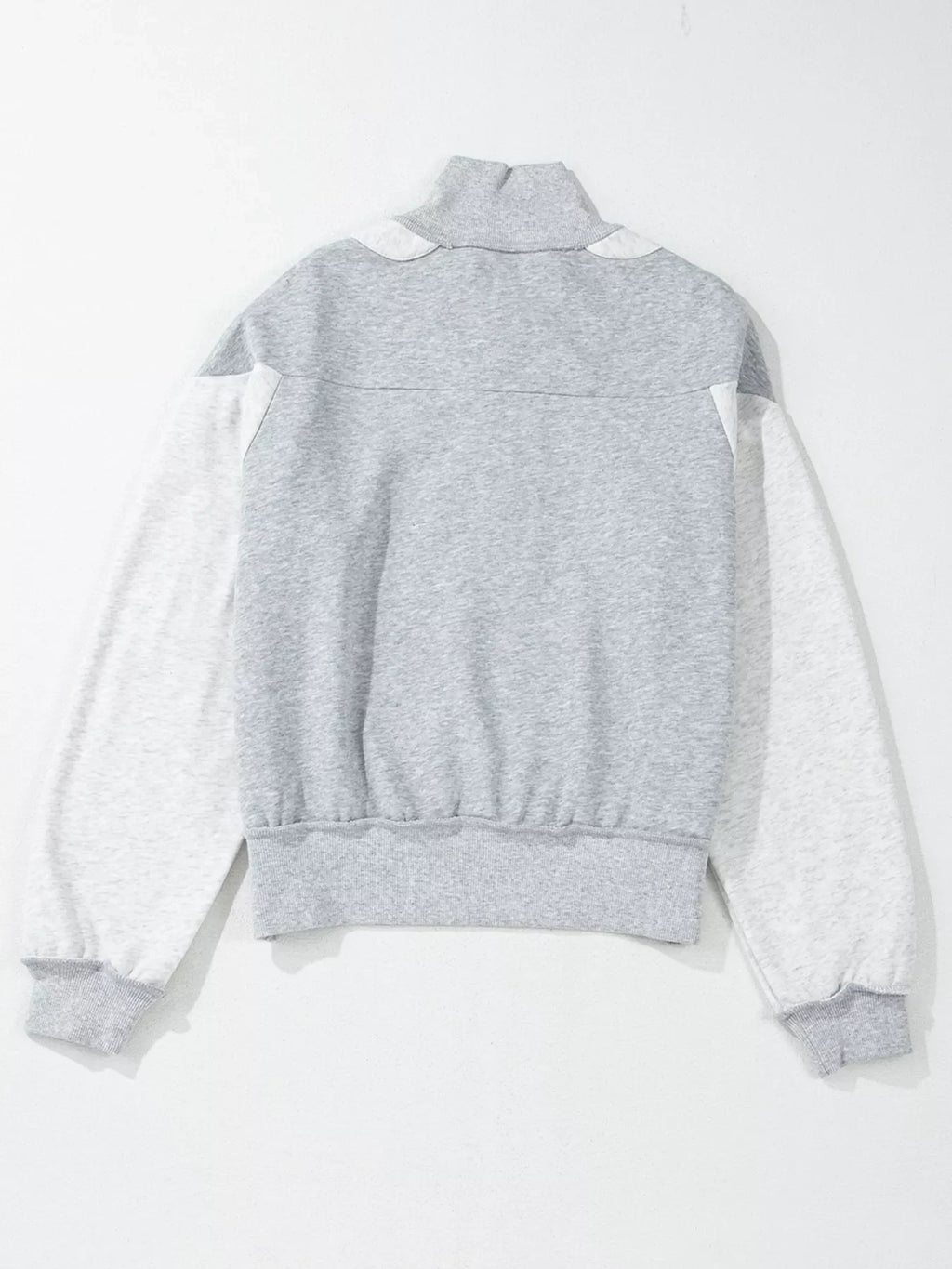 Half Zipper Collared Drop Shoulder Side Slits Sweatshirt