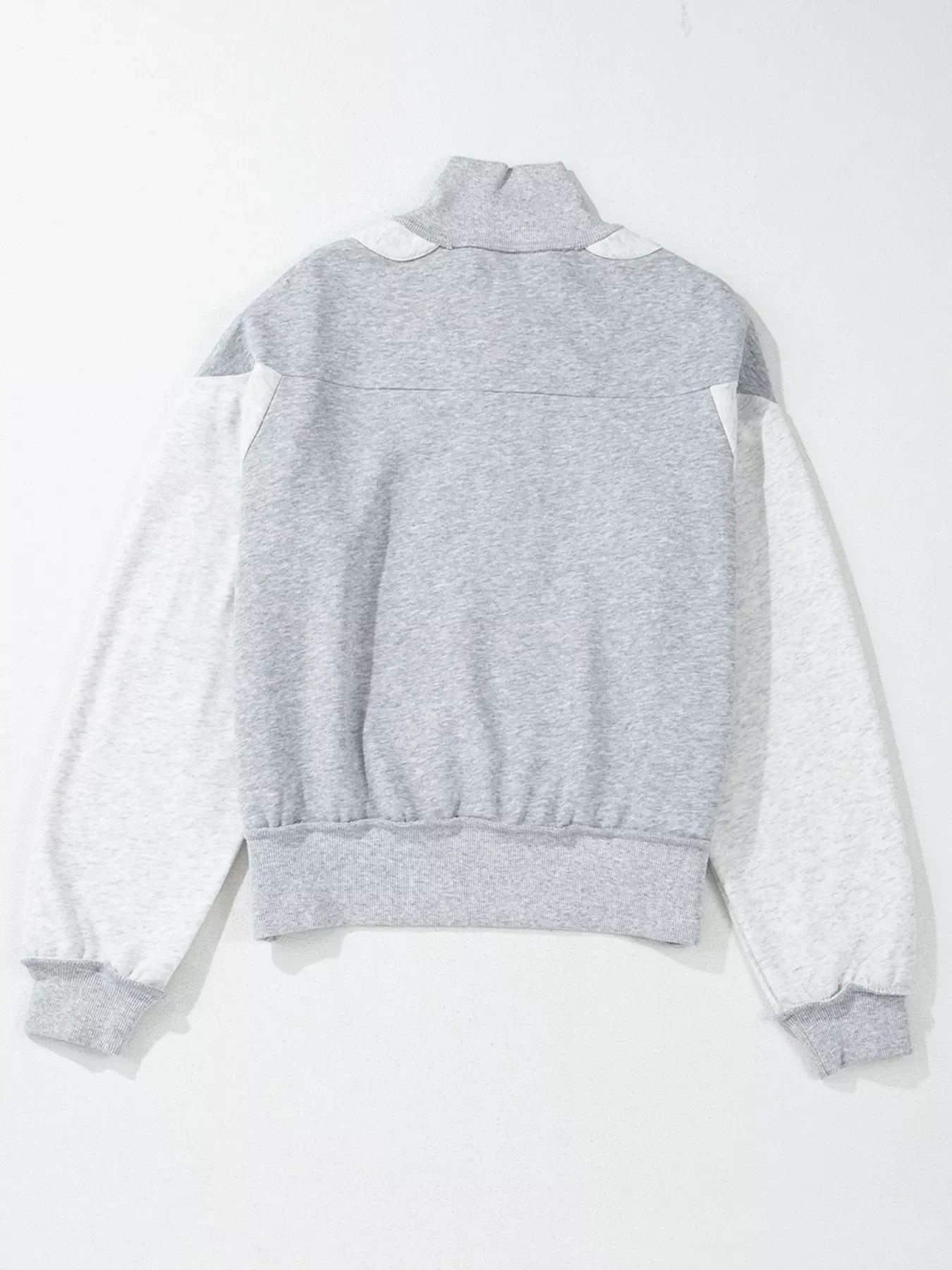Half Zipper Collared Drop Shoulder Side Slits Sweatshirt