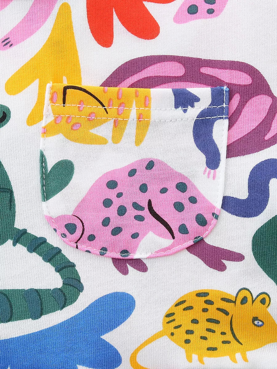 Children's Animal Print Short Sleeve Dress