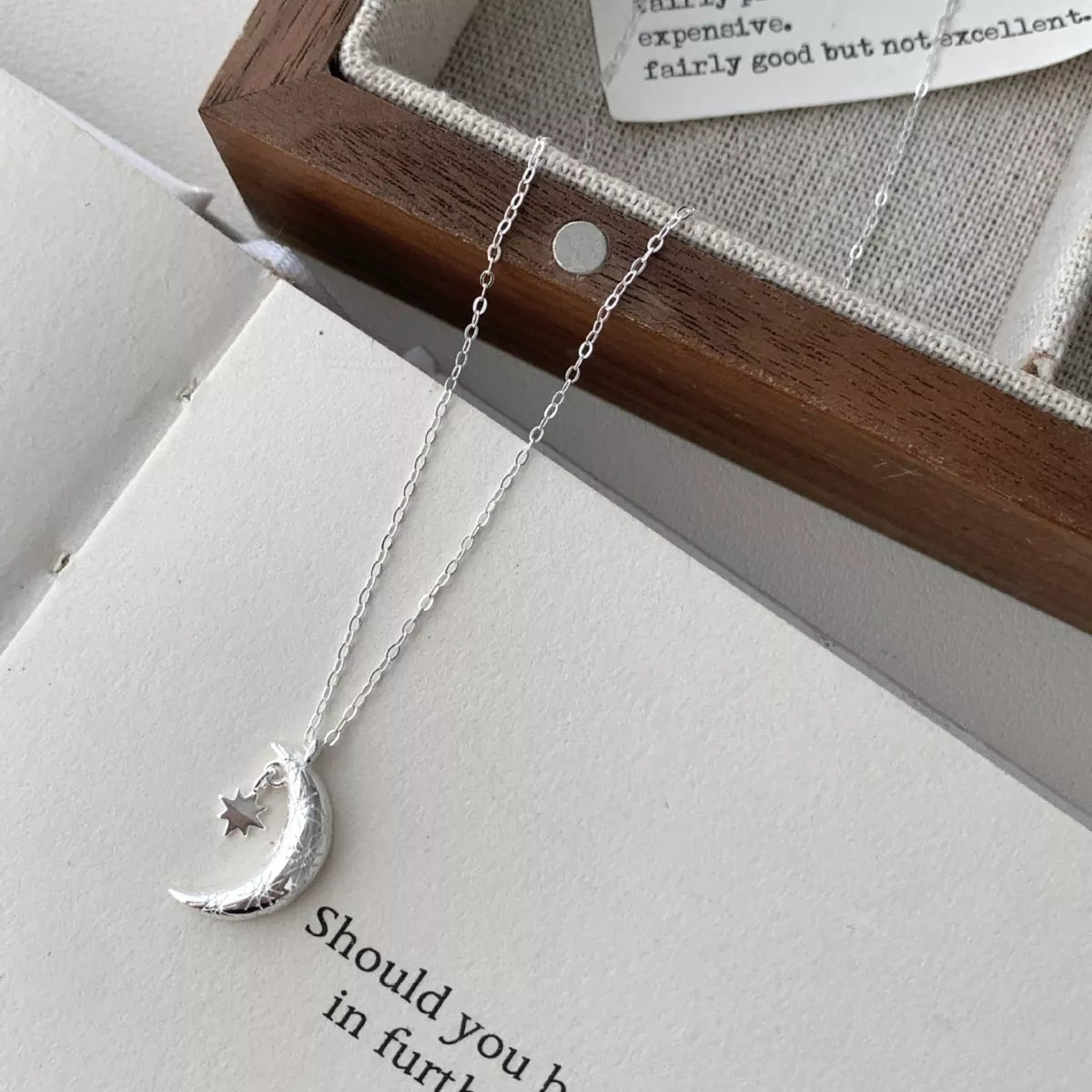 925 Sterling Silver Star Moon Necklace