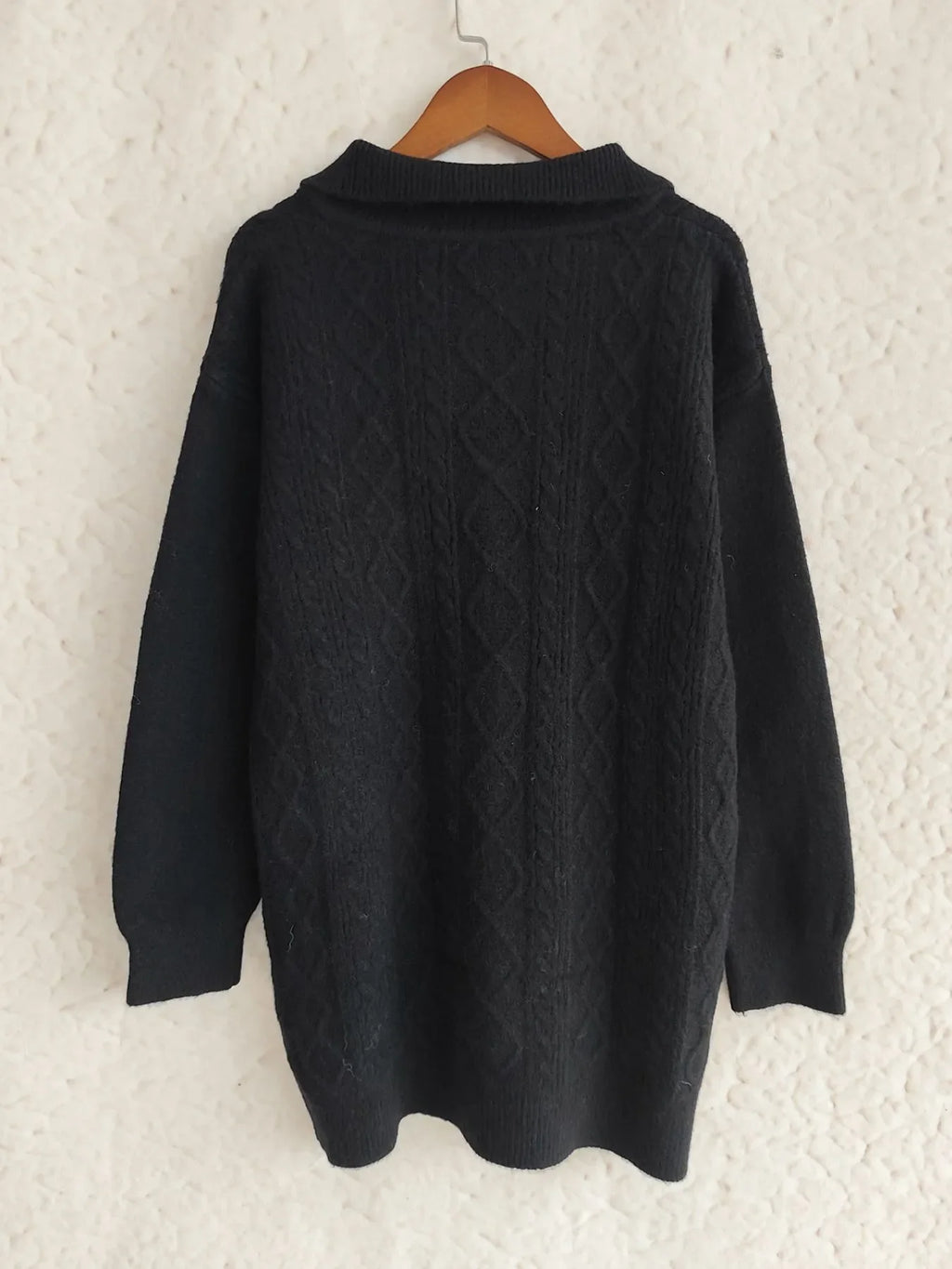 Texture Zip Collar Long Sleeve Sweater