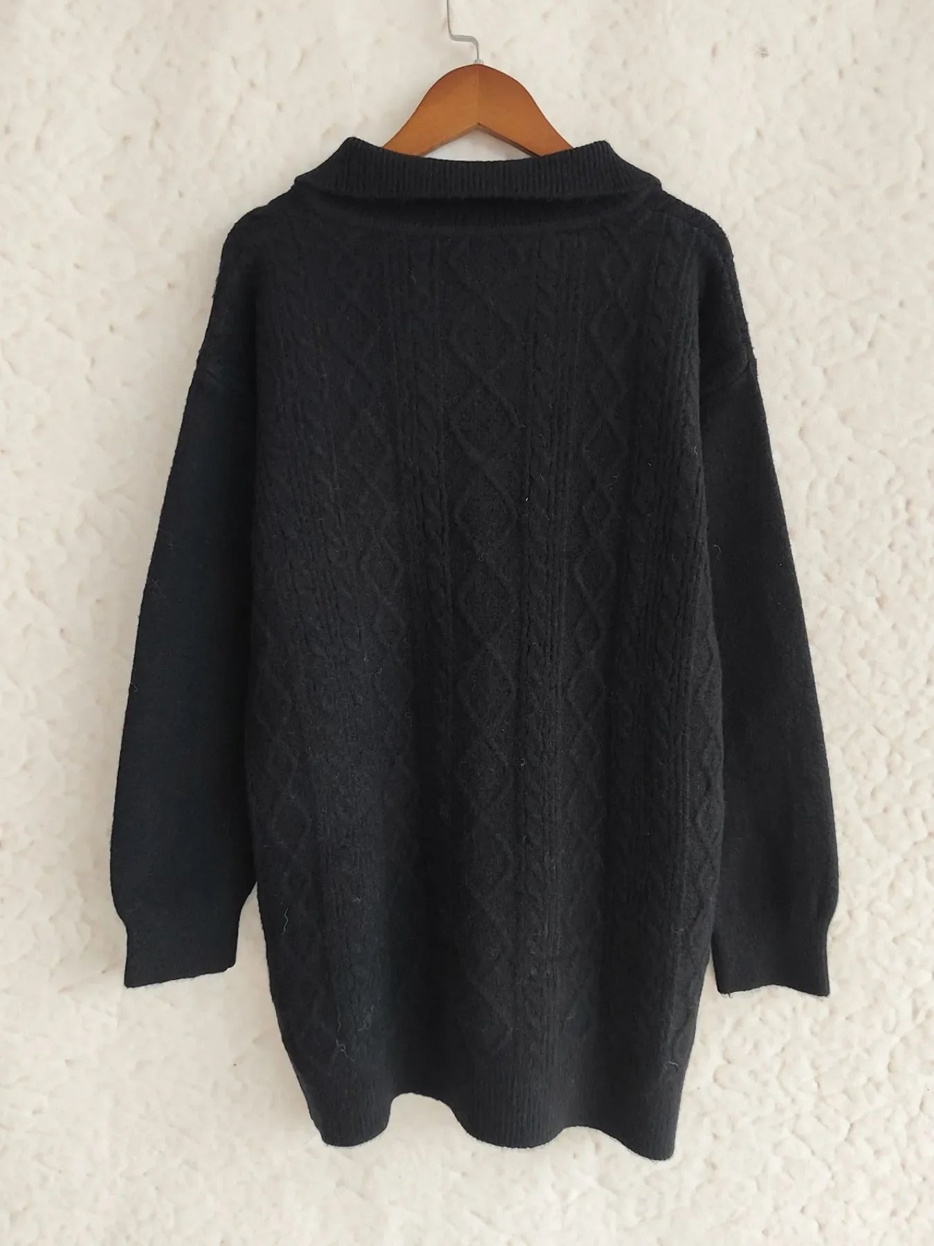 Texture Zip Collar Long Sleeve Sweater