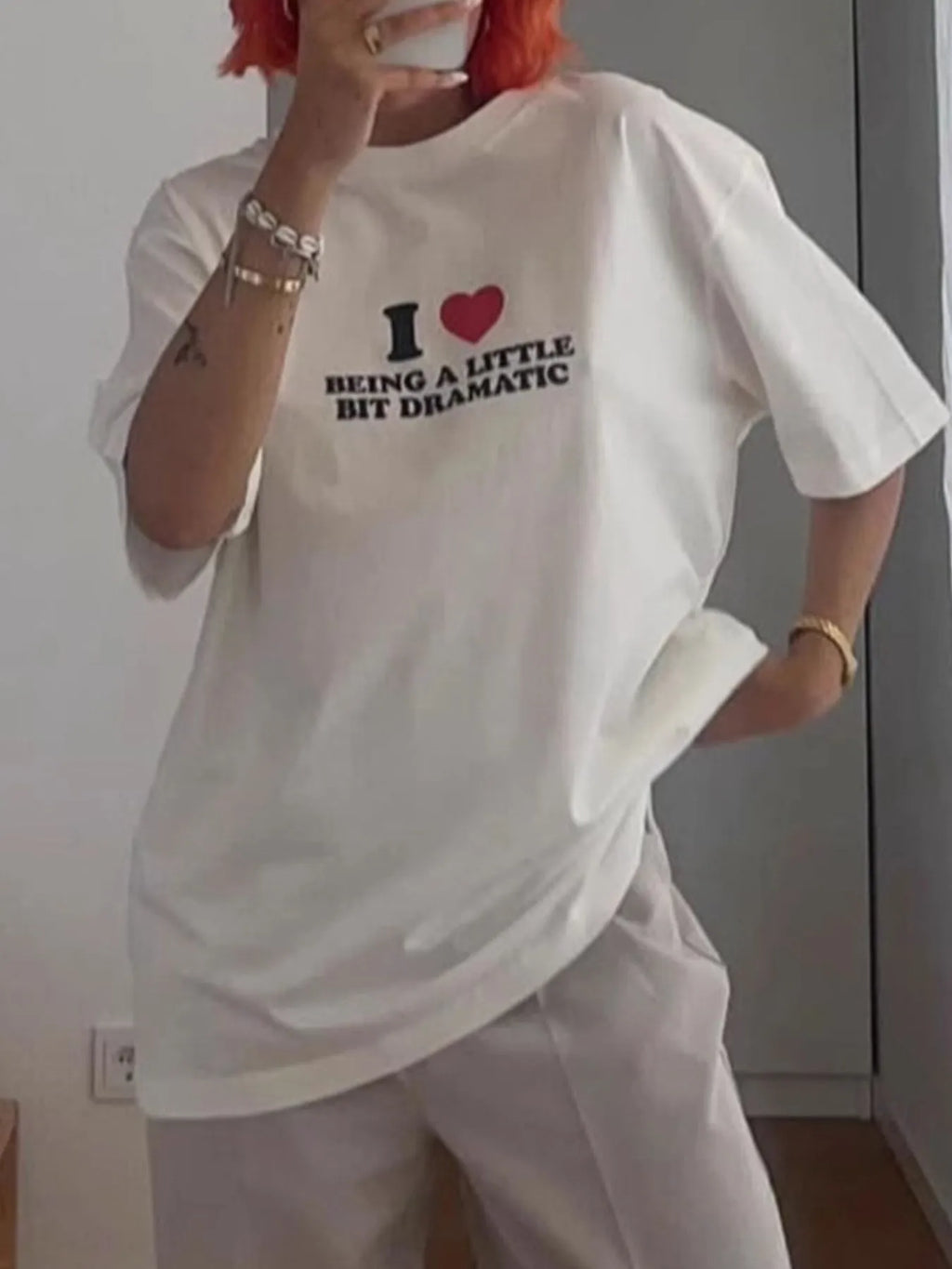 Plus Size Letter Graphic Round Neck Short Sleeve T-Shirt