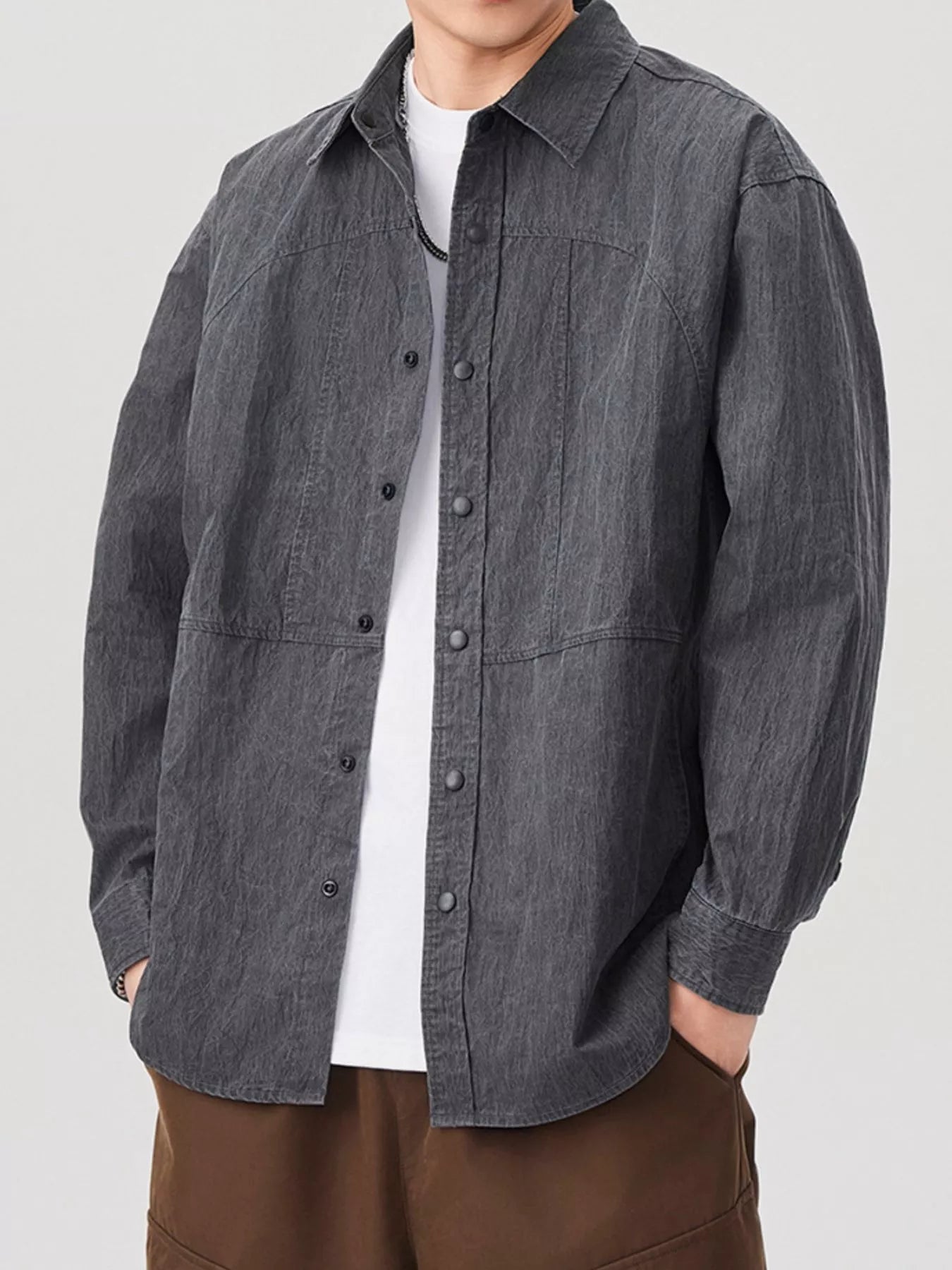 Men's Plus Size Button Up Long Sleeve Shirt