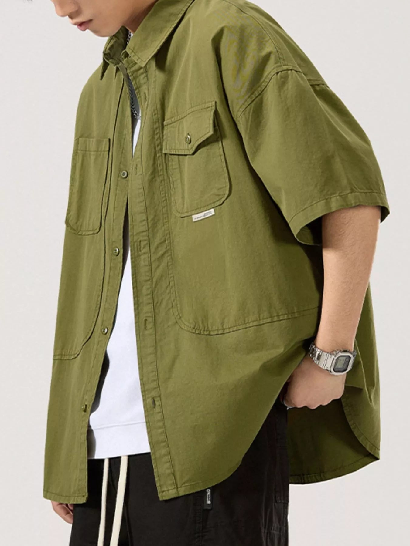 Men's Full Size Button Up Half Sleeve Shirt Plus Size
