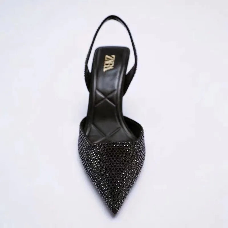 Rhinestone Slingback High Heel Pumps