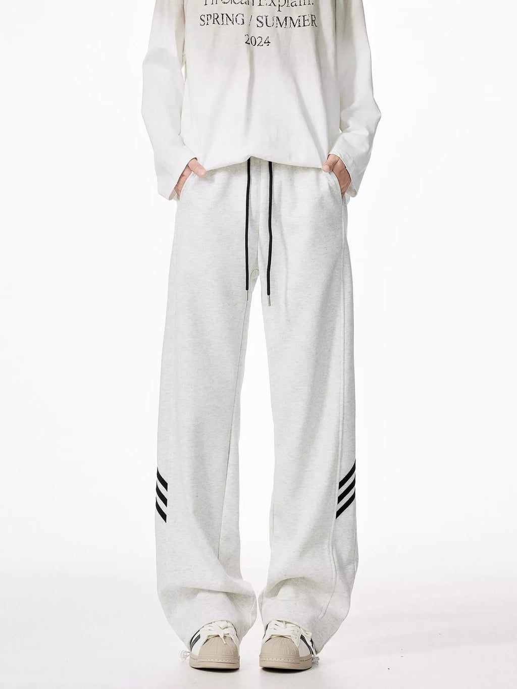 Men's Plus Size Wide Leg Casual Sweatpants with Drawstring