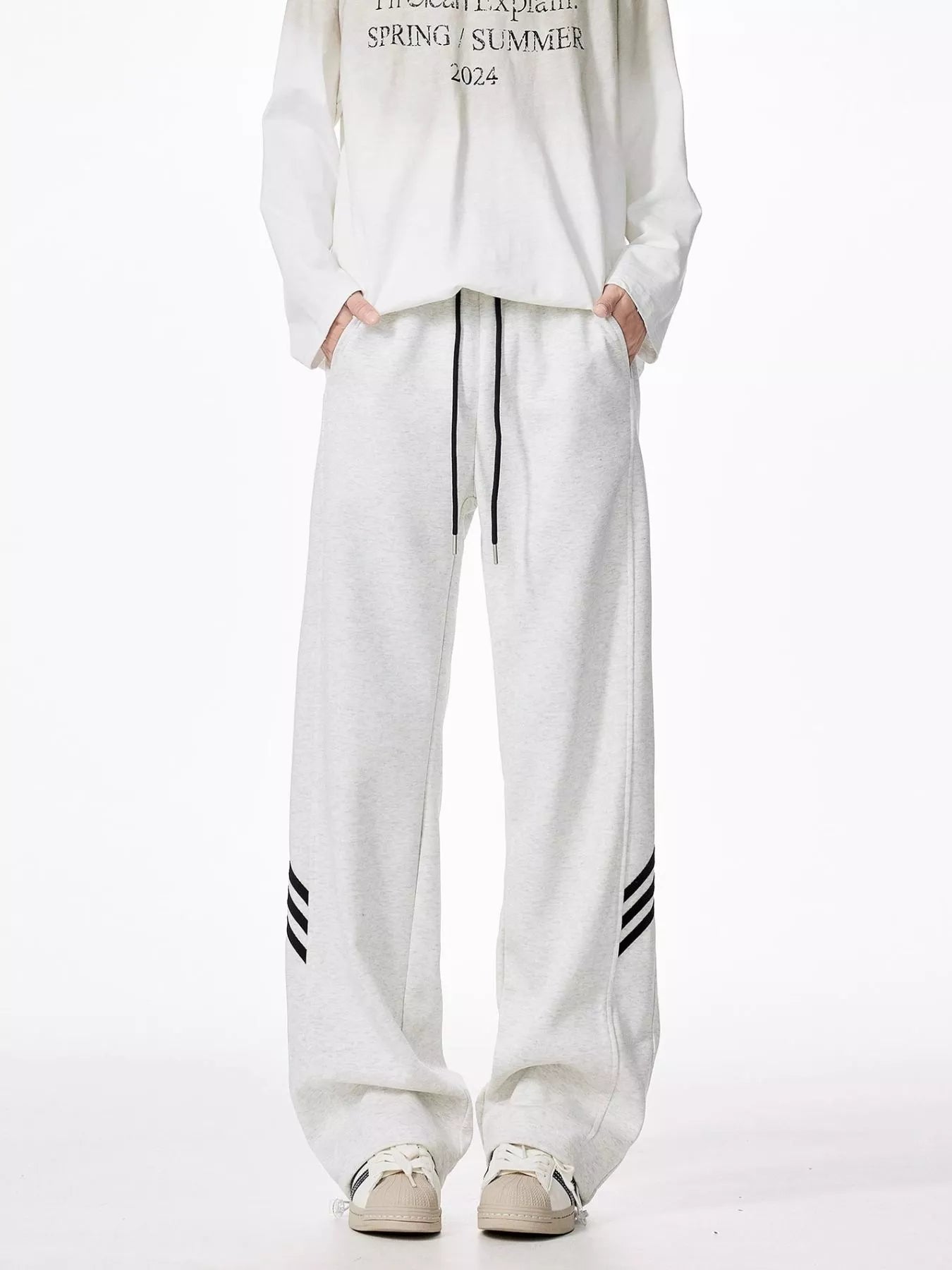 Men's Plus Size Wide Leg Casual Sweatpants with Drawstring