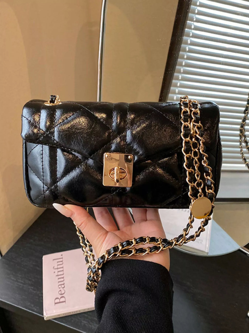 Quilted Chain Strap Crossbody Bag