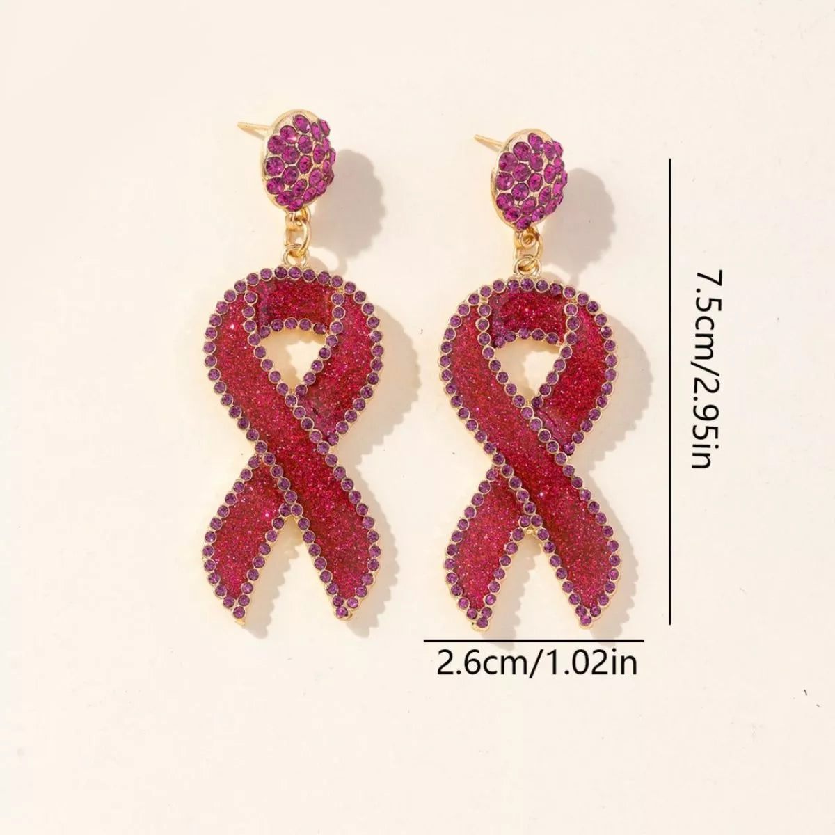 Rhinestone Ribbon Drop Earrings