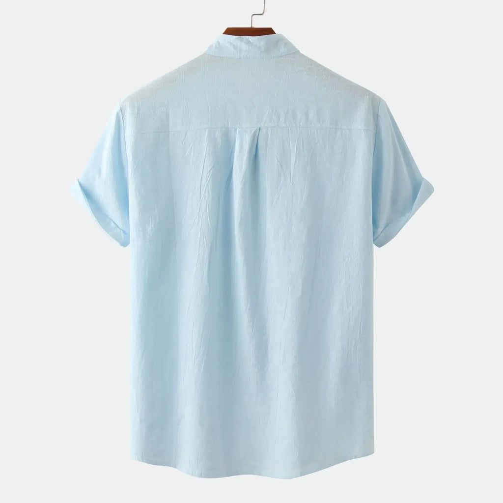 Men's Mandarin Collar Short Sleeve Henley Shirt