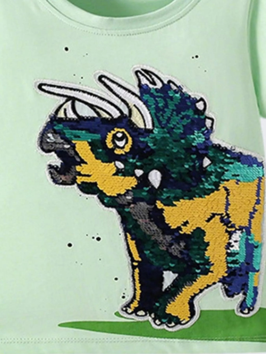 Children's Sequin Dinosaur Round Neck Tee