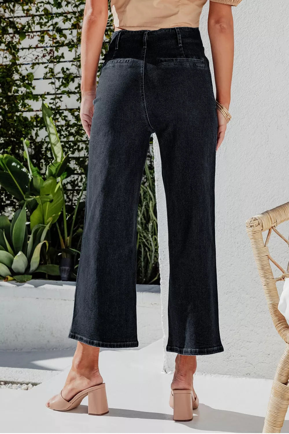 High-Waisted Button-Fly Wide-Leg Jeans