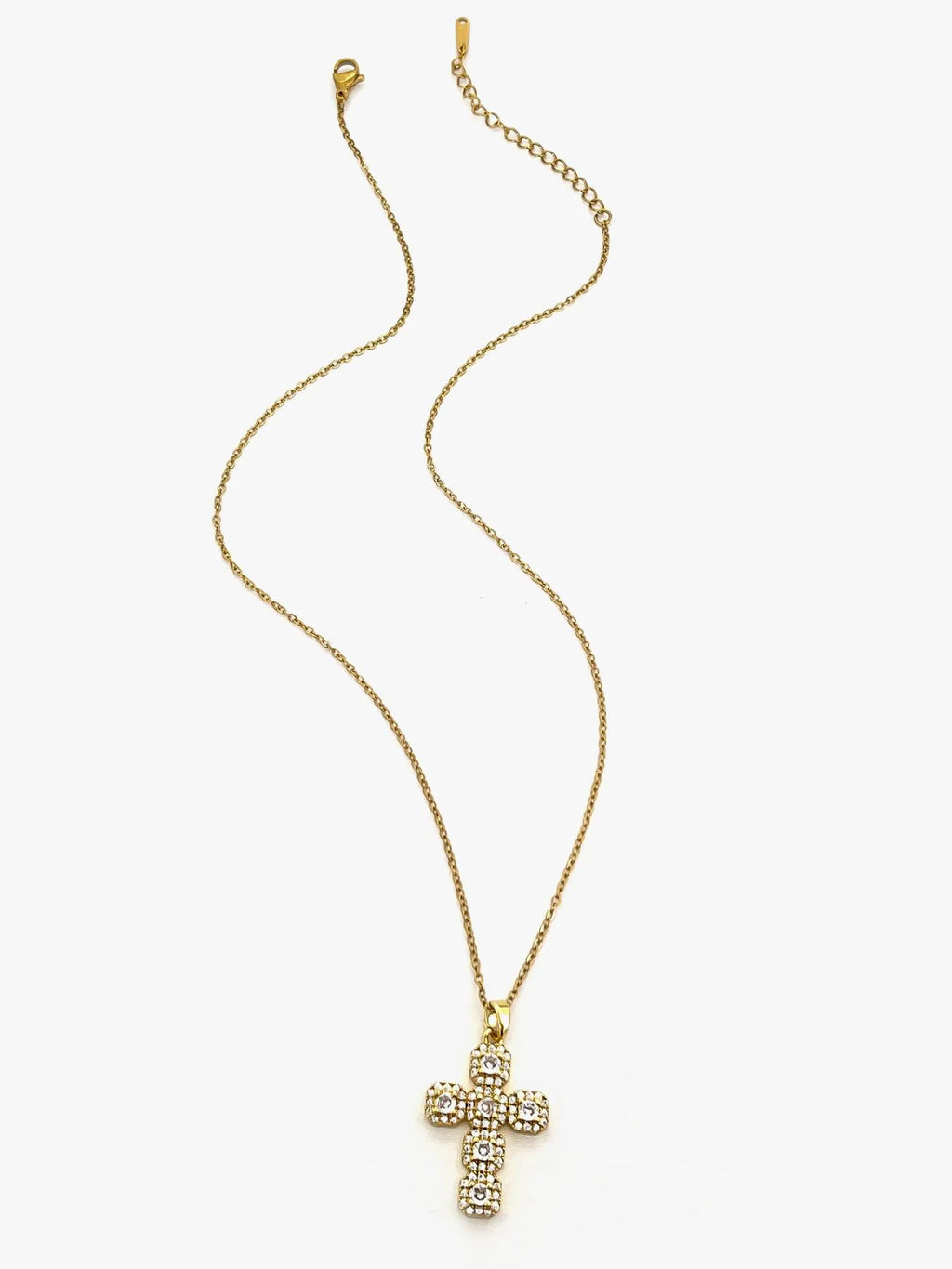 Stainless Steel Inlaid Zircon Cross Necklace