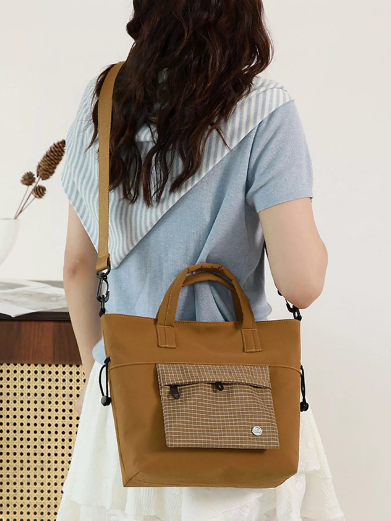 Plaid Nylon Crossbody Bag