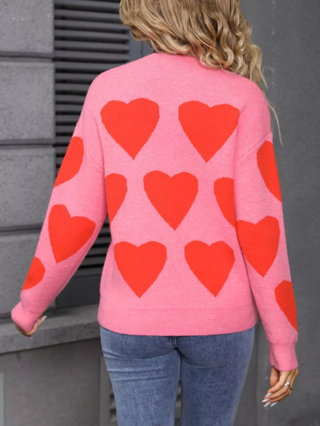 Valentine's Day Heart Round Neck Knitted Sweater