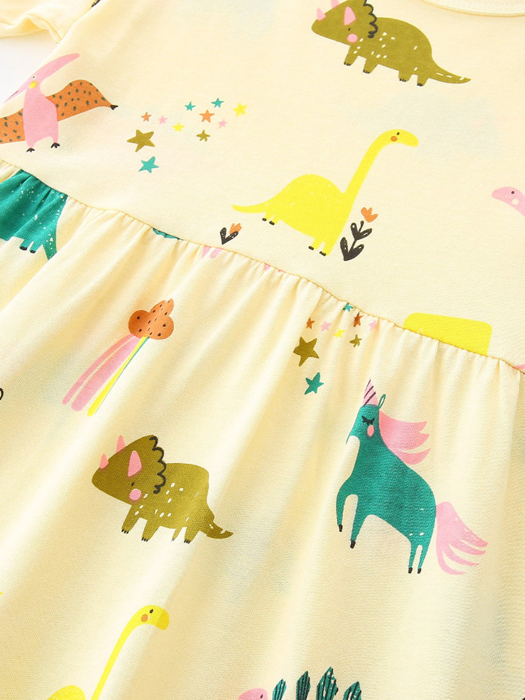 Children's Cartoon Dinosaur Print Casual Dress