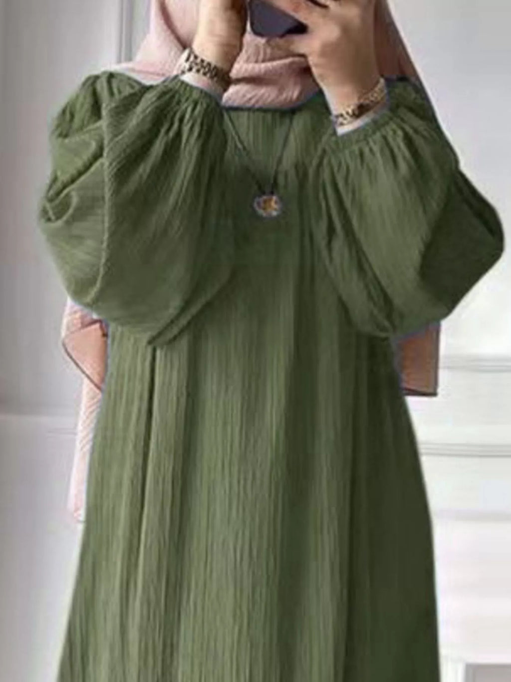 Full Size Textured Balloon Sleeve Maxi Dress Plus Size