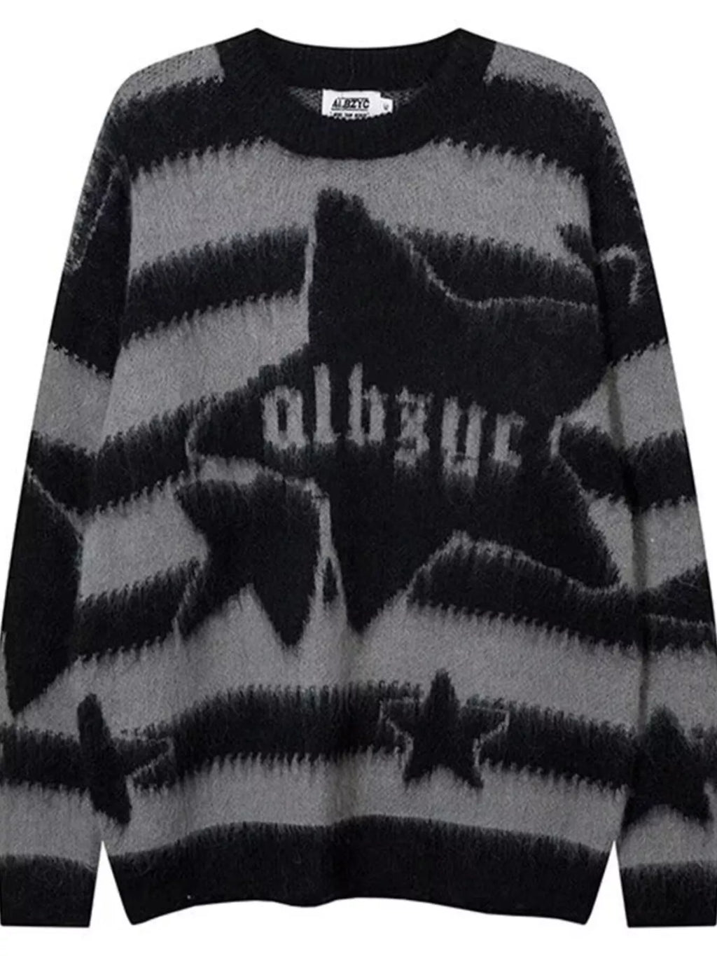 Men's Star Pattern Striped Knit Sweater