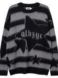 Men's Star Pattern Striped Knit Sweater