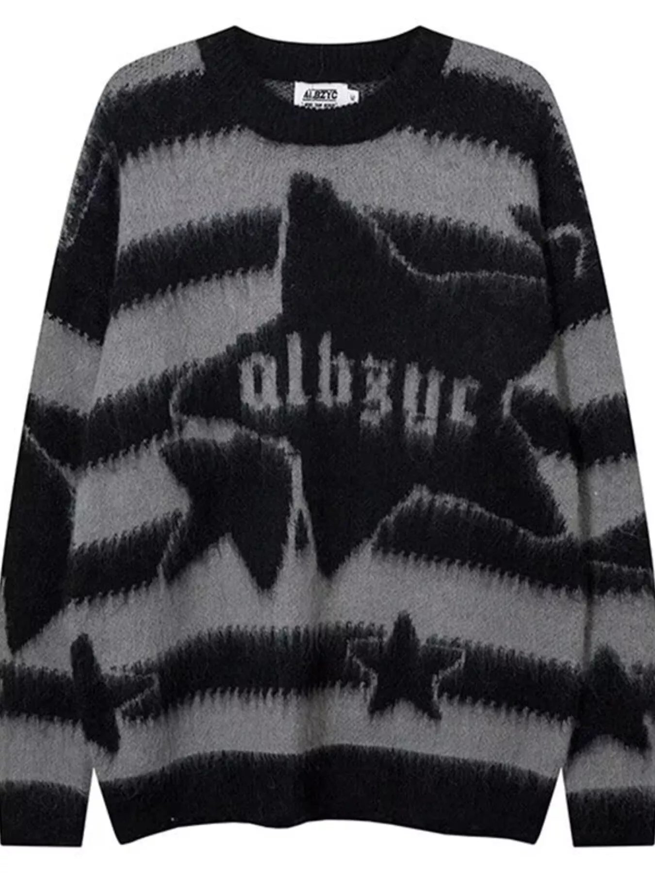 Men's Star Pattern Striped Knit Sweater