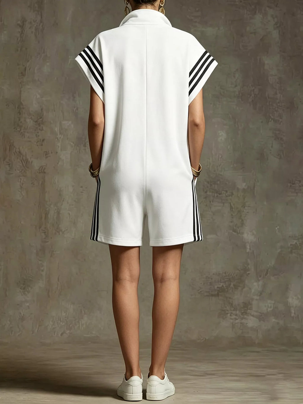 Striped Zip Front Romper