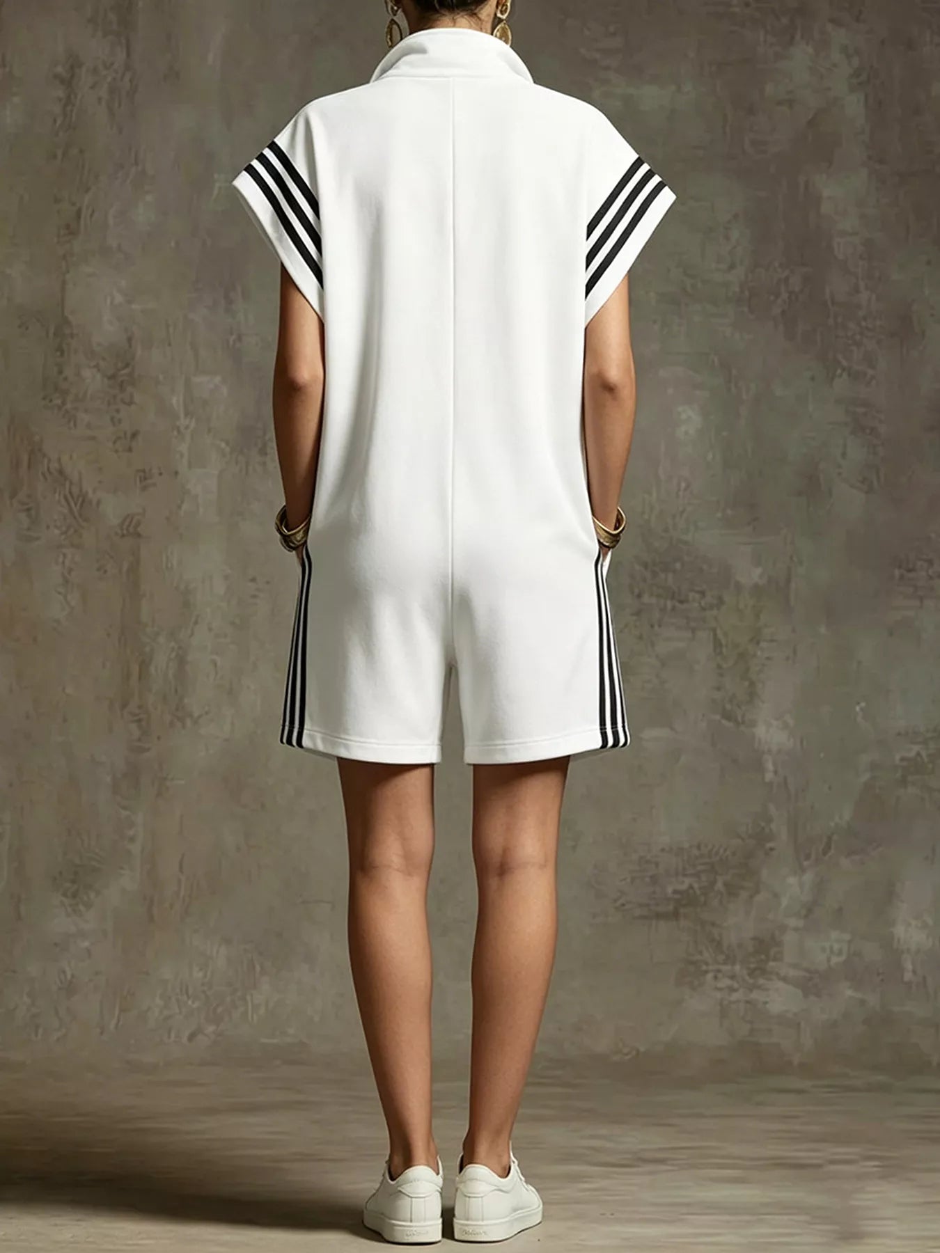 Striped Zip Front Romper
